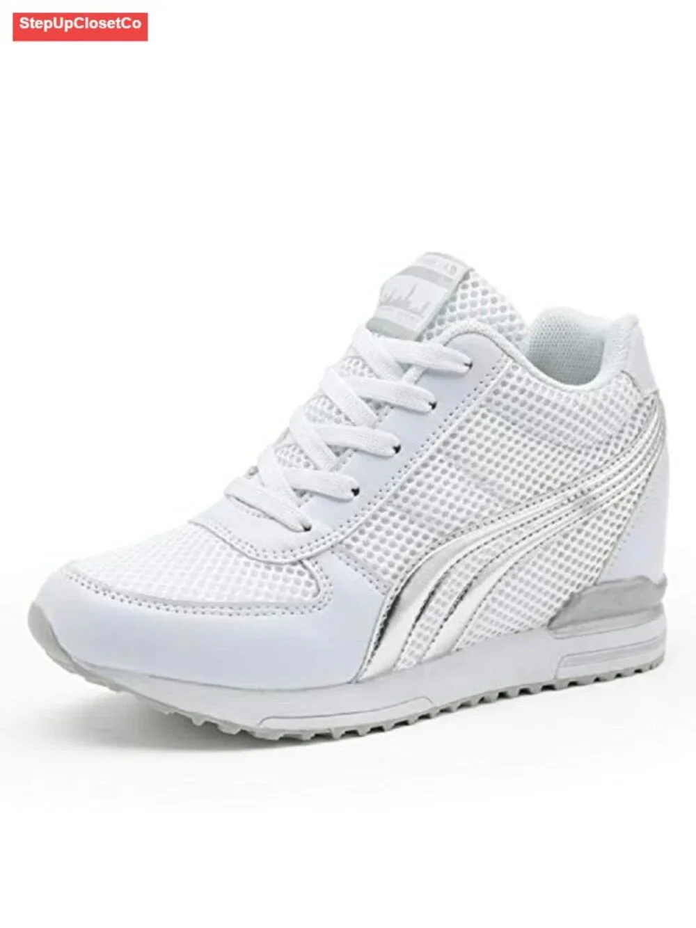 Women's Hidden Wedge Sneakers High Heeled Lightweight Mesh Casual Walking Shoes